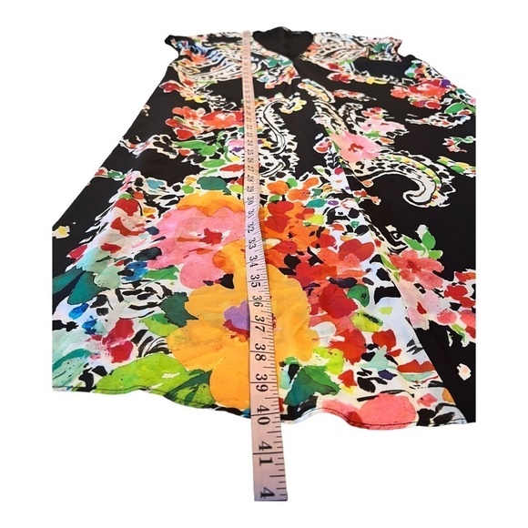 Ralph Lauren LRL Black Floral Inverted‎ Pleat VNeckline Knee Length Shift Dress - Picture 7 of 14